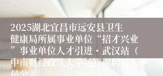 2025湖北宜昌市远安县卫生健康局所属事业单位“招才兴业”事业单位人才引进・武汉站（中南财经政法大学场）拟聘用人员公示