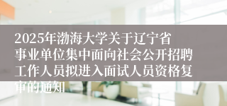 2025年渤海大学关于辽宁省事业单位集中面向社会公开招聘工作人员拟进入面试人员资格复审的通知