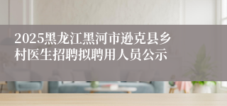 2025黑龙江黑河市逊克县乡村医生招聘拟聘用人员公示