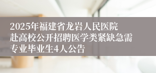 2025年福建省龙岩人民医院赴高校公开招聘医学类紧缺急需专业毕业生4人公告