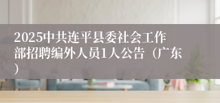2025中共连平县委社会工作部招聘编外人员1人公告（广东）