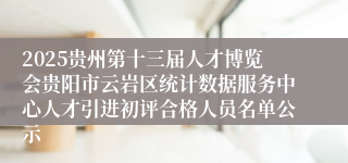 2025贵州第十三届人才博览会贵阳市云岩区统计数据服务中心人才引进初评合格人员名单公示