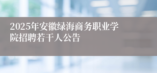 2025年安徽绿海商务职业学院招聘若干人公告