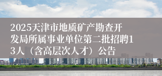 2025天津市地质矿产勘查开发局所属事业单位第二批招聘13人（含高层次人才）公告