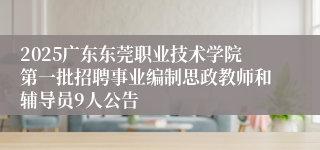 2025广东东莞职业技术学院第一批招聘事业编制思政教师和辅导员9人公告