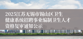 2025江苏无锡市锡山区卫生健康系统招聘事业编制卫生人才资格复审通知公示