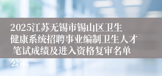 2025江苏无锡市锡山区卫生健康系统招聘事业编制卫生人才 笔试成绩及进入资格复审名单公示