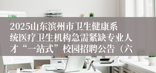 2025山东滨州市卫生健康系统医疗卫生机构急需紧缺专业人才“一站式”校园招聘公告（六）