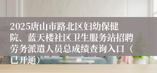 2025唐山市路北区妇幼保健院、蓝天楼社区卫生服务站招聘劳务派遣人员总成绩查询入口（已开通）