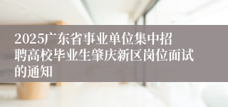 2025广东省事业单位集中招聘高校毕业生肇庆新区岗位面试的通知
