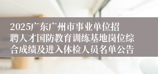 2025广东广州市事业单位招聘人才国防教育训练基地岗位综合成绩及进入体检人员名单公告