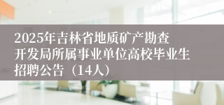 2025年吉林省地质矿产勘查开发局所属事业单位高校毕业生招聘公告（14人）