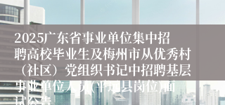 2025广东省事业单位集中招聘高校毕业生及梅州市从优秀村（社区）党组织书记中招聘基层事业单位人员(平远县岗位)面试公告