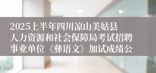 2025上半年四川凉山美姑县人力资源和社会保障局考试招聘事业单位《彝语文》加试成绩公示