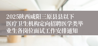 2025陕西咸阳三原县县以下医疗卫生机构定向招聘医学类毕业生各岗位面试工作安排通知