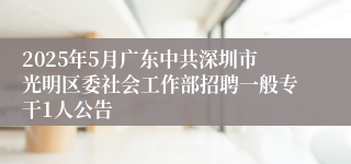 2025年5月广东中共深圳市光明区委社会工作部招聘一般专干1人公告