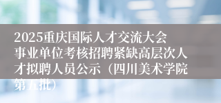2025重庆国际人才交流大会事业单位考核招聘紧缺高层次人才拟聘人员公示（四川美术学院第五批）
