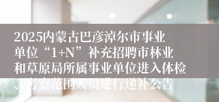 2025内蒙古巴彦淖尔市事业单位“1+N”补充招聘市林业和草原局所属事业单位进入体检、考察范围人员进行递补公告