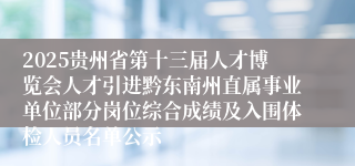 2025贵州省第十三届人才博览会人才引进黔东南州直属事业单位部分岗位综合成绩及入围体检人员名单公示