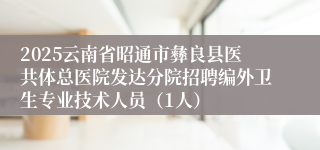 2025云南省昭通市彝良县医共体总医院发达分院招聘编外卫生专业技术人员（1人）