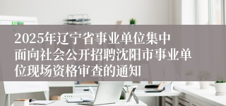 2025年辽宁省事业单位集中面向社会公开招聘沈阳市事业单位现场资格审查的通知