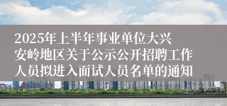 2025年上半年事业单位大兴安岭地区关于公示公开招聘工作人员拟进入面试人员名单的通知