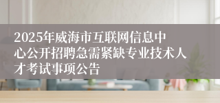 2025年威海市互联网信息中心公开招聘急需紧缺专业技术人才考试事项公告