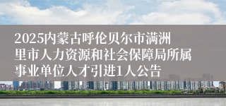 2025内蒙古呼伦贝尔市满洲里市人力资源和社会保障局所属事业单位人才引进1人公告