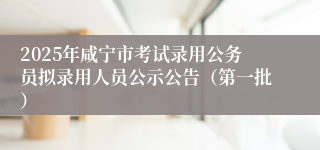 2025年咸宁市考试录用公务员拟录用人员公示公告（第一批）