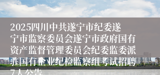 2025四川中共遂宁市纪委遂宁市监察委员会遂宁市政府国有资产监督管理委员会纪委监委派驻国有企业纪检监察组考试招聘7人公告