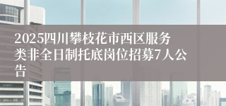 2025四川攀枝花市西区服务类非全日制托底岗位招募7人公告