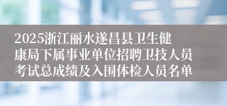 2025浙江丽水遂昌县卫生健康局下属事业单位招聘卫技人员考试总成绩及入围体检人员名单