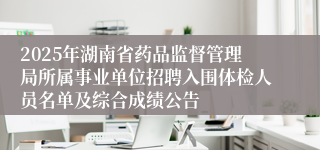 2025年湖南省药品监督管理局所属事业单位招聘入围体检人员名单及综合成绩公告