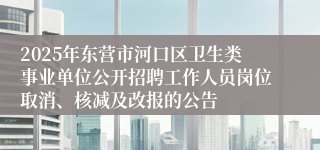 2025年东营市河口区卫生类事业单位公开招聘工作人员岗位取消、核减及改报的公告