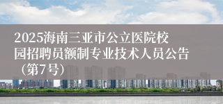 2025海南三亚市公立医院校园招聘员额制专业技术人员公告（第7号）