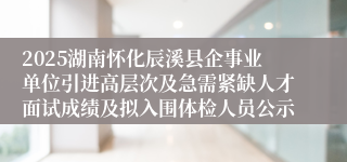 2025湖南怀化辰溪县企事业单位引进高层次及急需紧缺人才面试成绩及拟入围体检人员公示