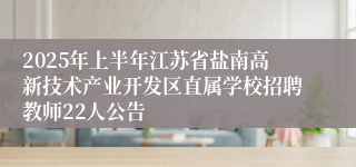 2025年上半年江苏省盐南高新技术产业开发区直属学校招聘教师22人公告