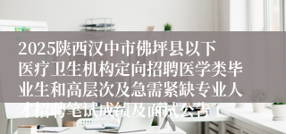 2025陕西汉中市佛坪县以下医疗卫生机构定向招聘医学类毕业生和高层次及急需紧缺专业人才招聘笔试成绩及面试公告
