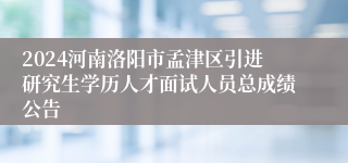 2024河南洛阳市孟津区引进研究生学历人才面试人员总成绩公告