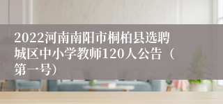 2022河南南阳市桐柏县选聘城区中小学教师120人公告（第一号）