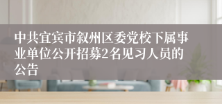 中共宜宾市叙州区委党校下属事业单位公开招募2名见习人员的公告