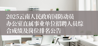2025云南人民政府国防动员办公室直属事业单位招聘人员综合成绩及岗位排名公告