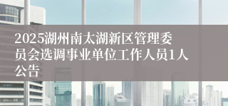2025湖州南太湖新区管理委员会选调事业单位工作人员1人公告