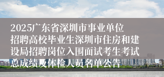 2025广东省深圳市事业单位招聘高校毕业生深圳市住房和建设局招聘岗位入围面试考生考试总成绩及体检人员名单公告