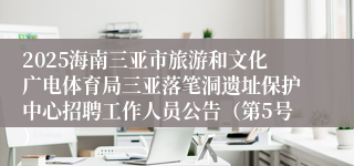 2025海南三亚市旅游和文化广电体育局三亚落笔洞遗址保护中心招聘工作人员公告（第5号）