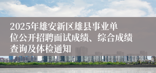 2025年雄安新区雄县事业单位公开招聘面试成绩、综合成绩查询及体检通知