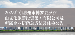 2025广东惠州市博罗县罗浮山文化旅游投资集团有限公司及所属企业招聘总成绩及体检公告