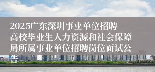 2025广东深圳事业单位招聘高校毕业生人力资源和社会保障局所属事业单位招聘岗位面试公告