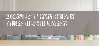2025湖北宜昌高新招商投资有限公司拟聘用人员公示