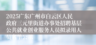 2025广东广州市白云区人民政府三元里街道办事处招聘基层公共就业创业服务人员拟录用人员名单公示